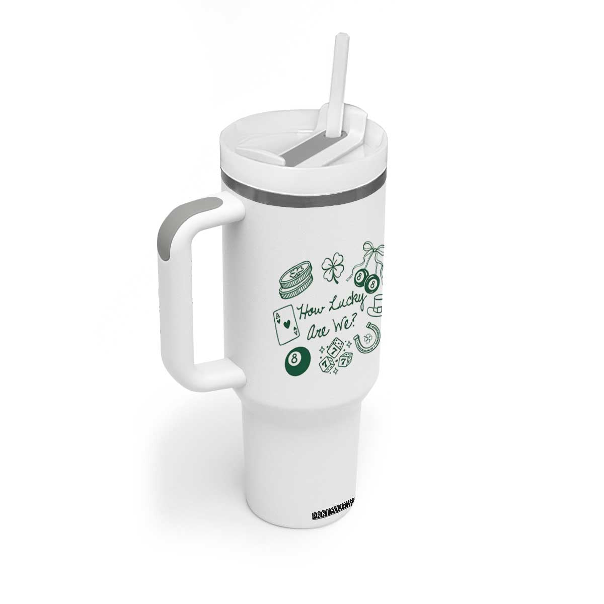 How Lucky Are We Tumbler With Handle Irish Shamrock Horseshoe St Patricks Day TS14 Print Your Wear