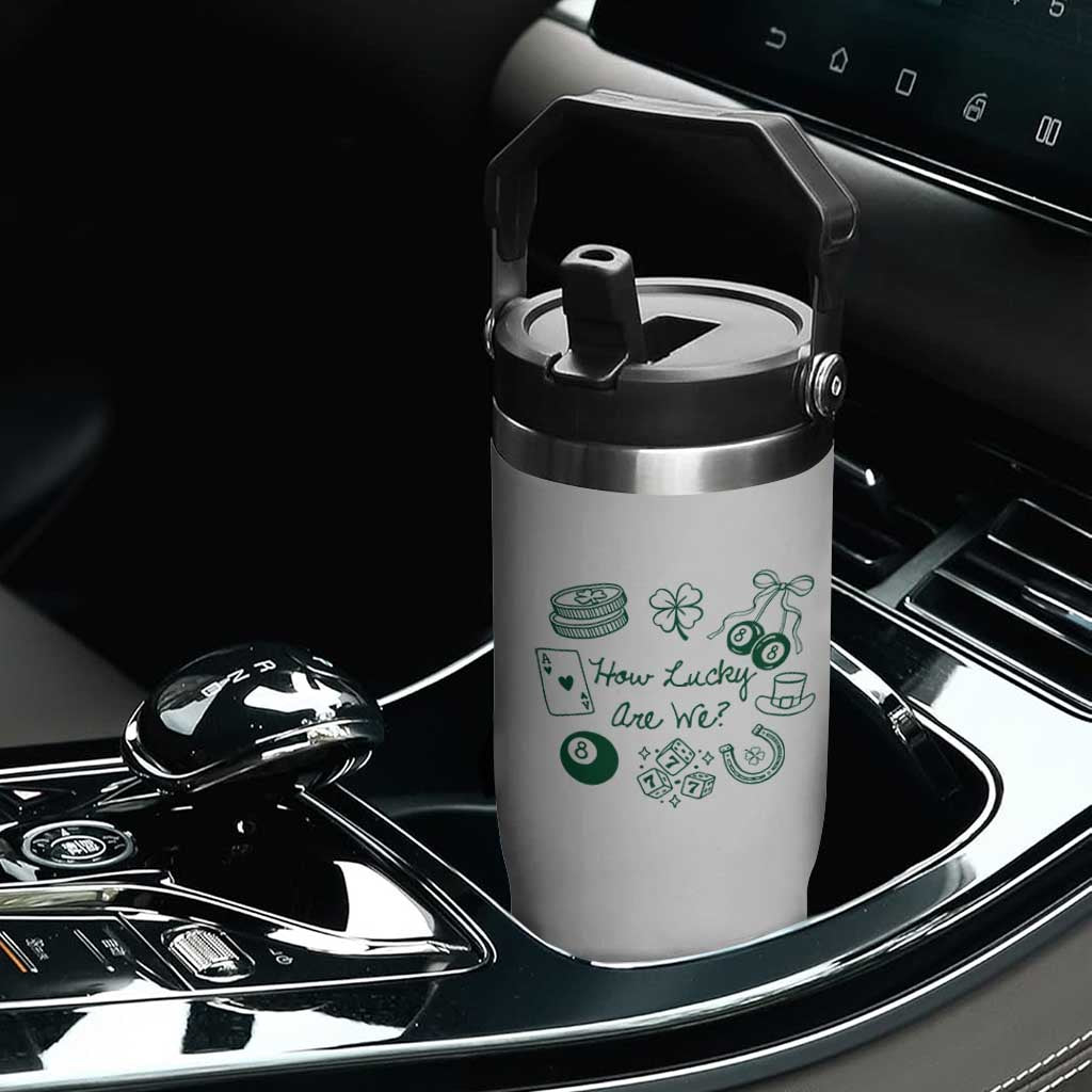 How Lucky Are We Flip Straw Tumbler Irish Shamrock Horseshoe St Patricks Day TS14 Print Your Wear