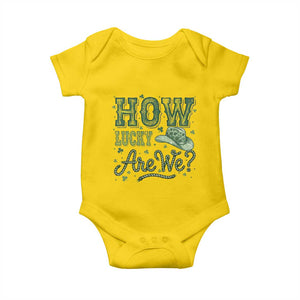 How Lucky Are We Baby Onesie Cowboy Western St Patrick's Day TS14 Daisy Print Your Wear