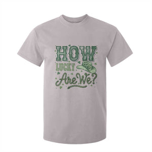 How Lucky Are We T Shirt For Kid Cowboy Western St Patrick's Day TS14 Ice Gray Print Your Wear
