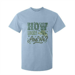 How Lucky Are We T Shirt For Kid Cowboy Western St Patrick's Day TS14 Light Blue Print Your Wear