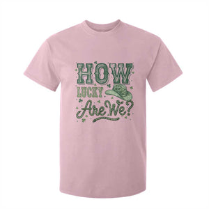 How Lucky Are We T Shirt For Kid Cowboy Western St Patrick's Day TS14 Light Pink Print Your Wear