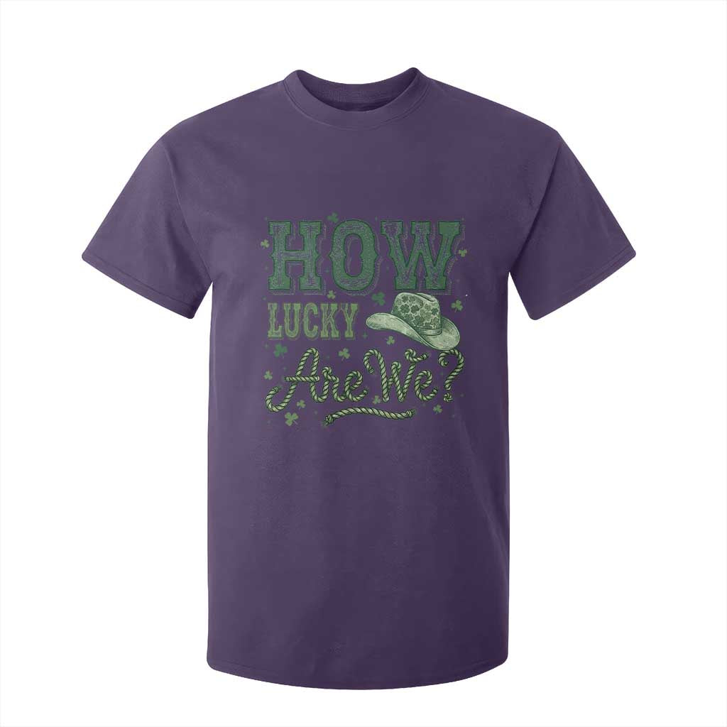 How Lucky Are We T Shirt For Kid Cowboy Western St Patrick's Day TS14 Purple Print Your Wear