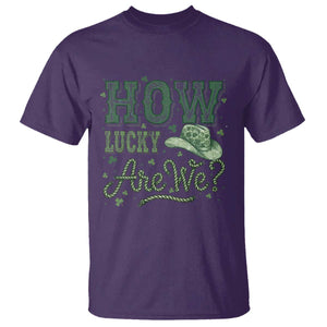 How Lucky Are We T Shirt Cowboy Western St Patrick's Day TS14 Purple Print Your Wear