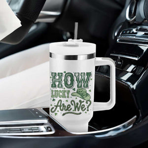 How Lucky Are We Tumbler With Handle Cowboy Western St Patrick's Day TS14 Print Your Wear