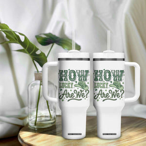 How Lucky Are We Tumbler With Handle Cowboy Western St Patrick's Day TS14 Print Your Wear