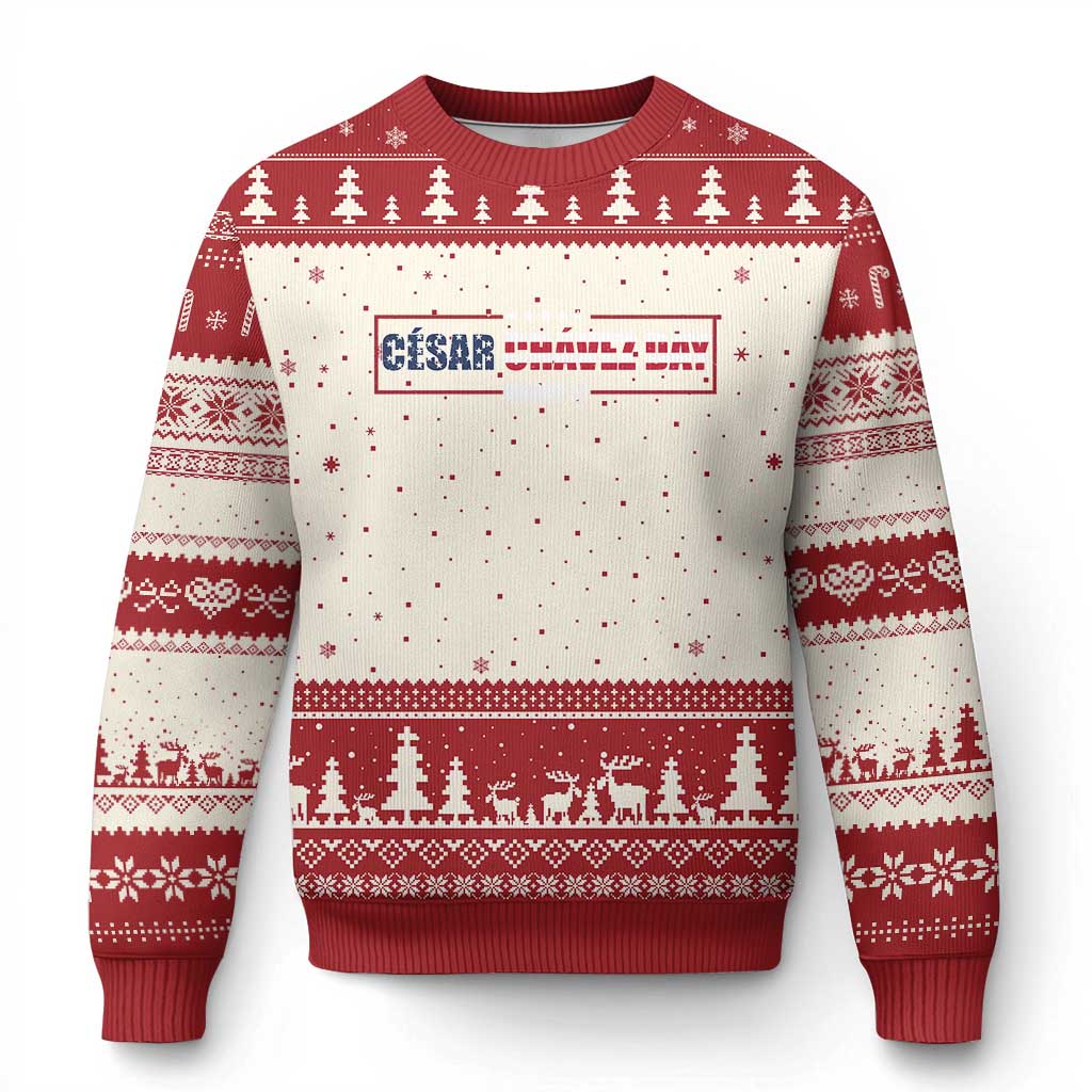 Cesar Chavez Ugly Christmas Sweater Hispanic Heritage Month Mexican Immigrant TS14 Beige Red Print Your Wear