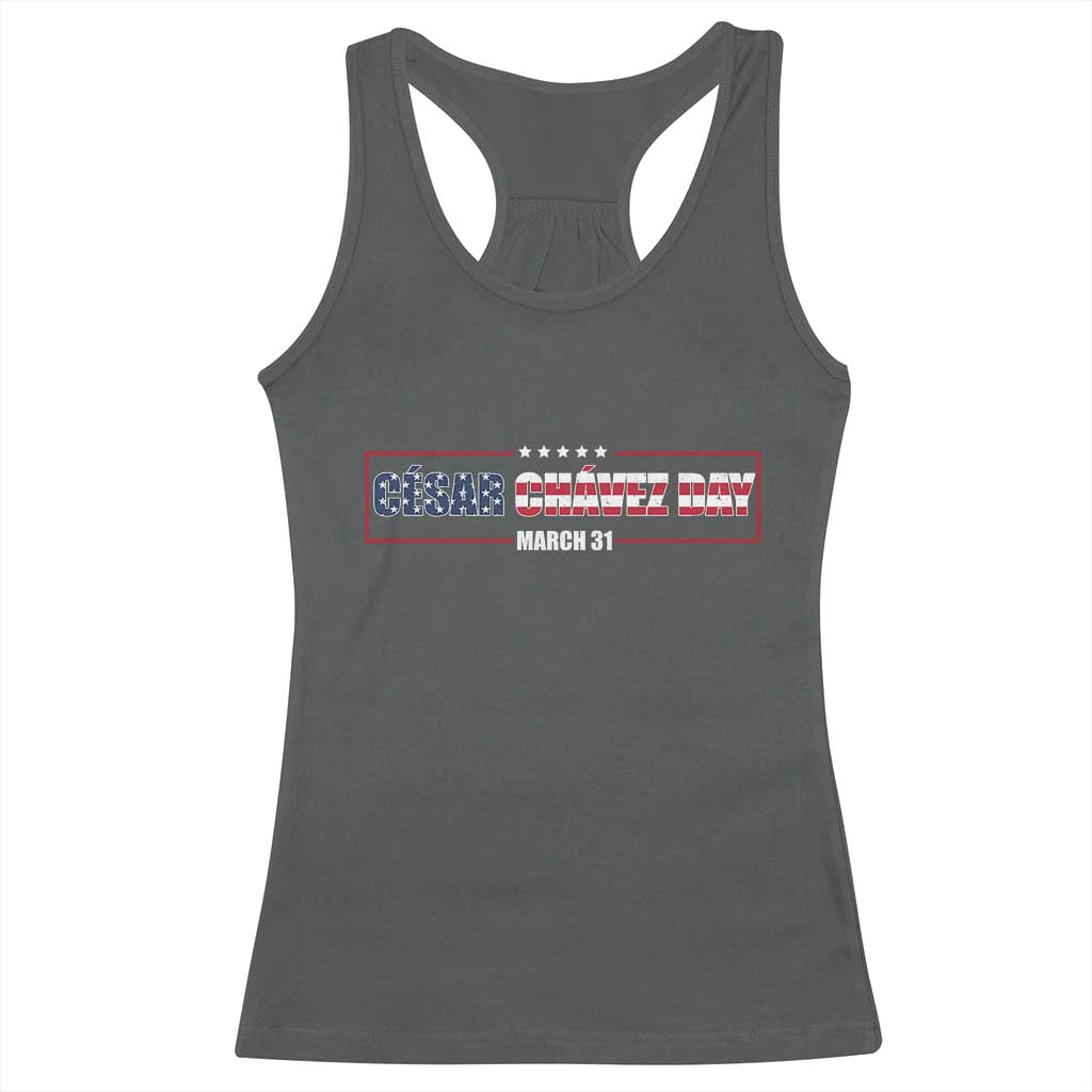 Cesar Chavez Racerback Tank Top Hispanic Heritage Month Mexican Immigrant TS14 Dark Heather Print Your Wear