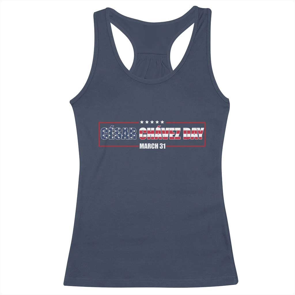 Cesar Chavez Racerback Tank Top Hispanic Heritage Month Mexican Immigrant TS14 Navy Print Your Wear