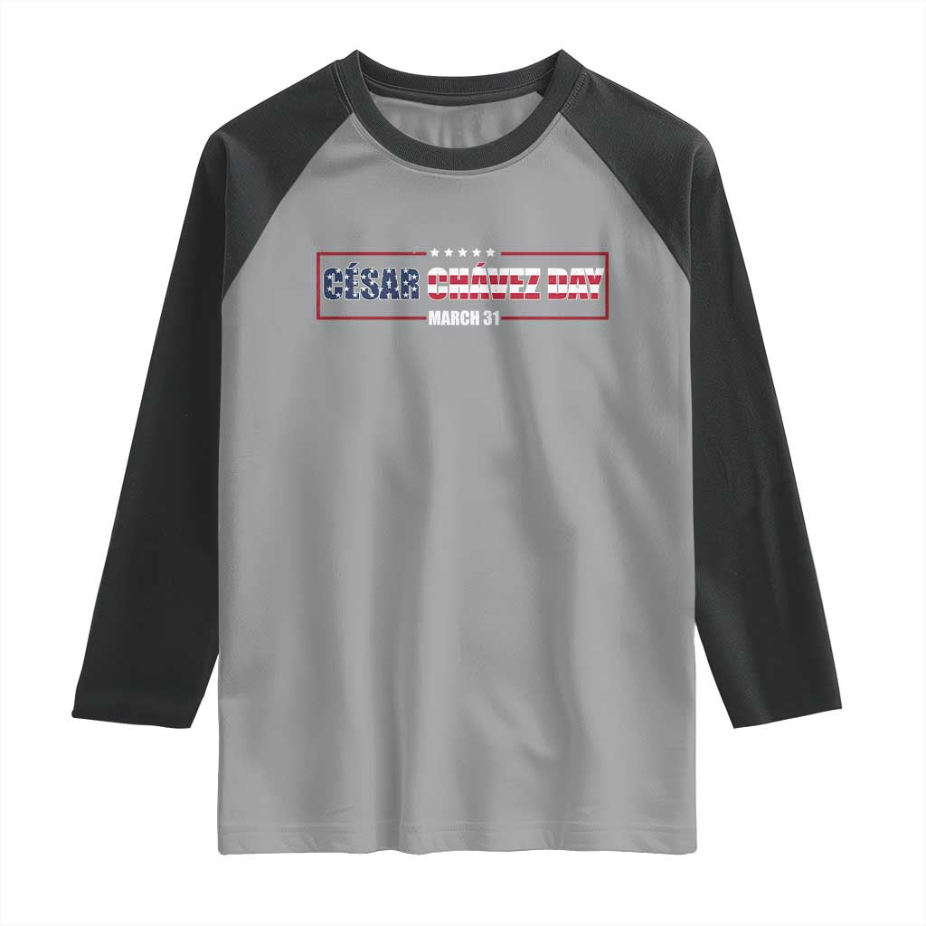 Cesar Chavez Raglan Shirt Hispanic Heritage Month Mexican Immigrant TS14 Sport Gray Black Print Your Wear