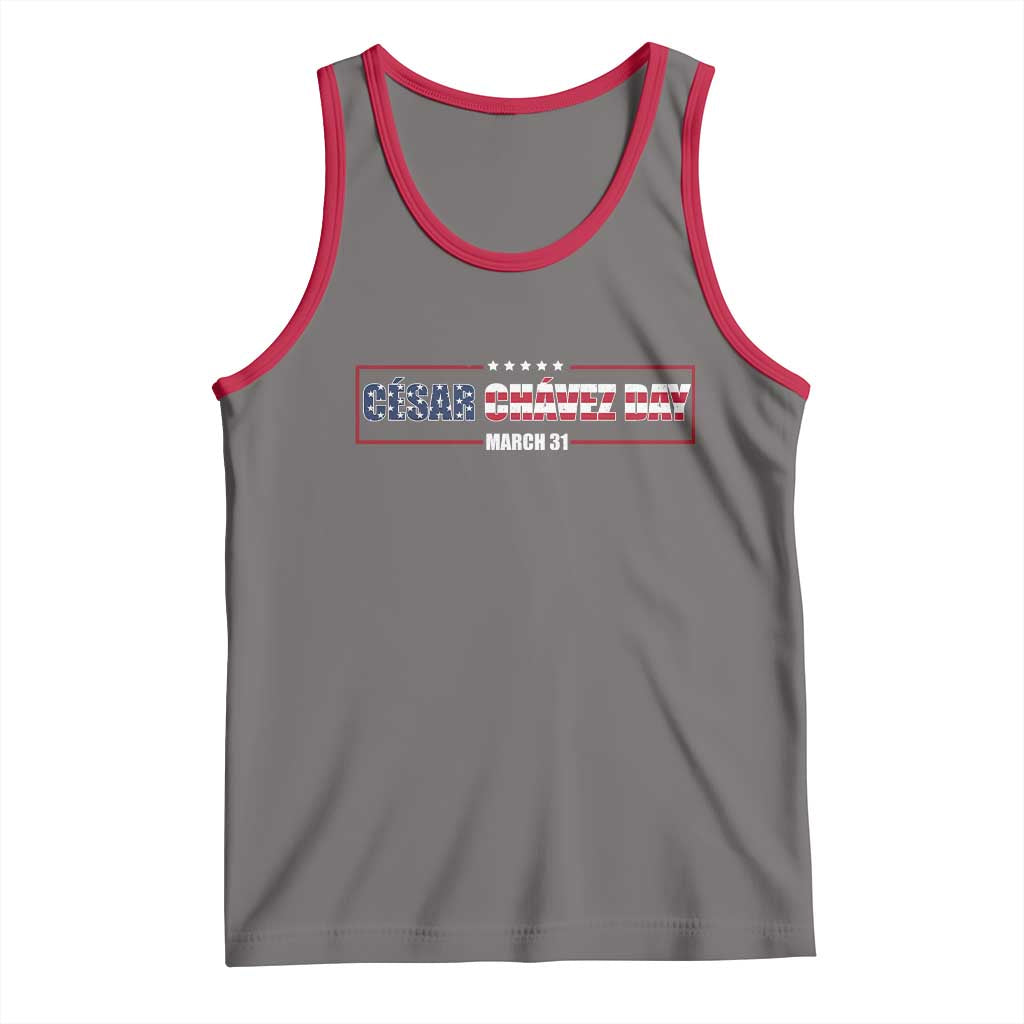 Cesar Chavez Tank Top Hispanic Heritage Month Mexican Immigrant TS14 Deep Heather Red Print Your Wear