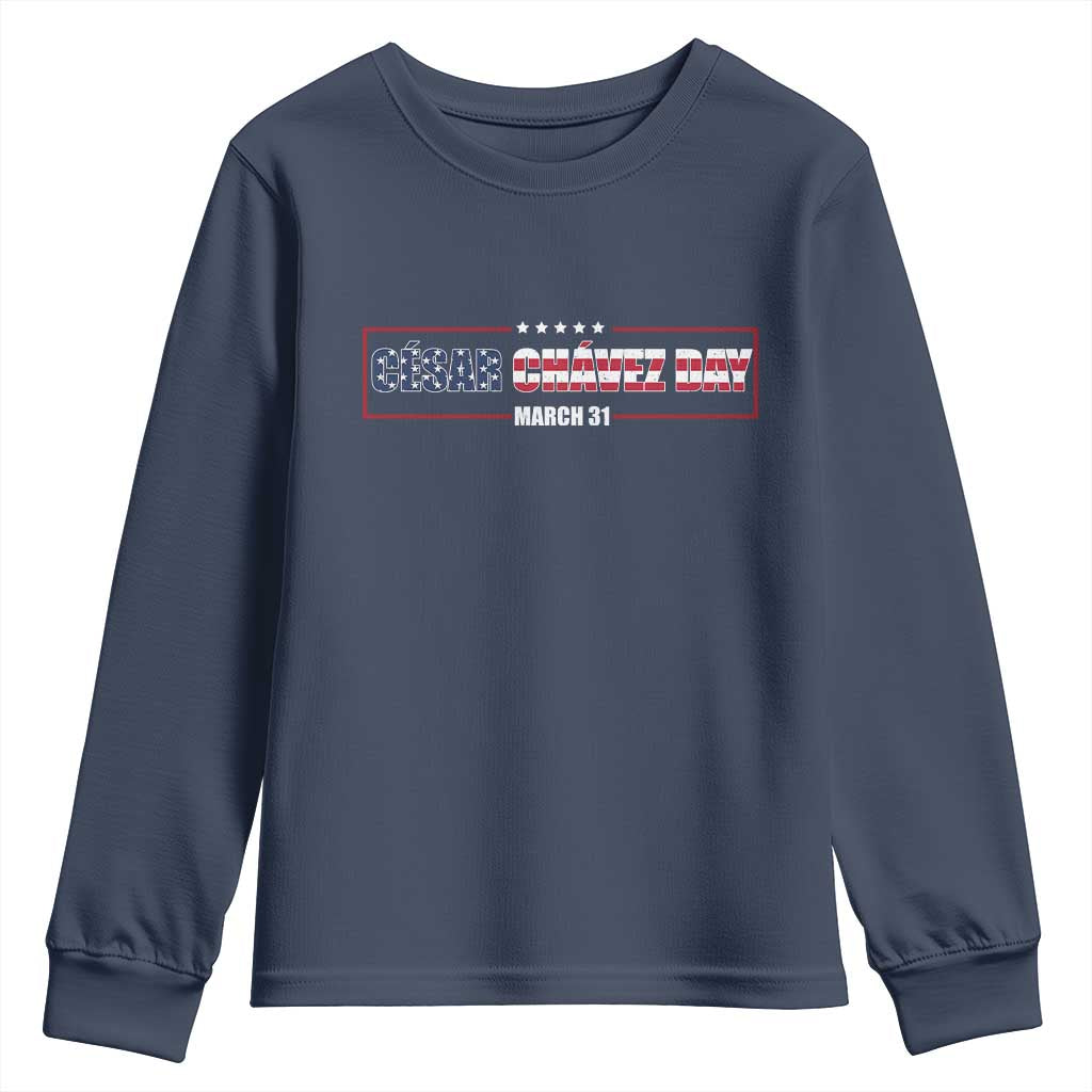 Cesar Chavez Youth Sweatshirt Hispanic Heritage Month Mexican Immigrant TS14 Navy Print Your Wear