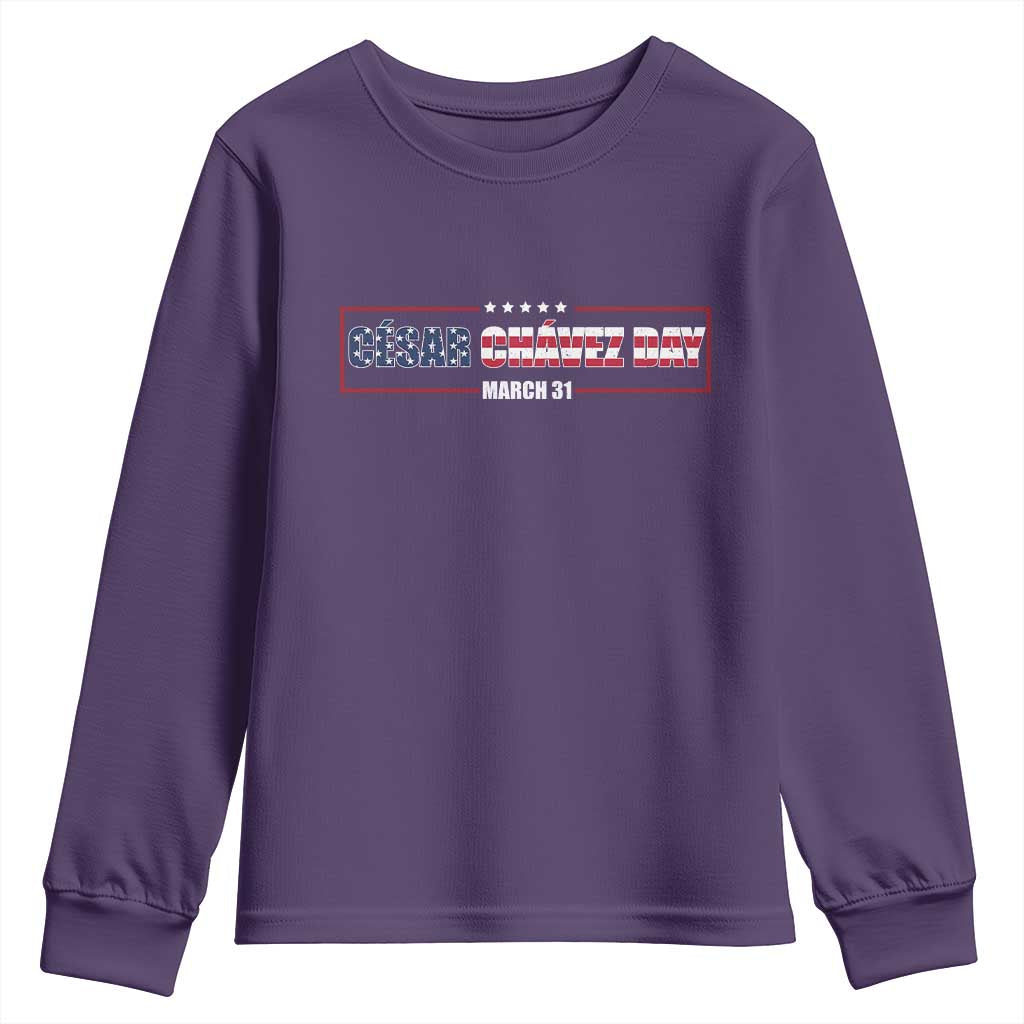 Cesar Chavez Youth Sweatshirt Hispanic Heritage Month Mexican Immigrant TS14 Purple Print Your Wear