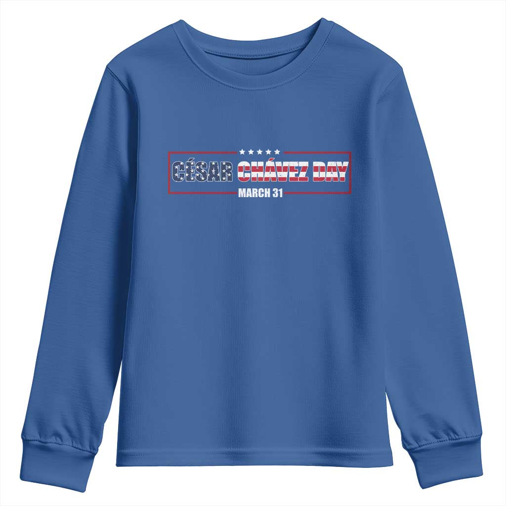 Cesar Chavez Youth Sweatshirt Hispanic Heritage Month Mexican Immigrant TS14 Royal Blue Print Your Wear