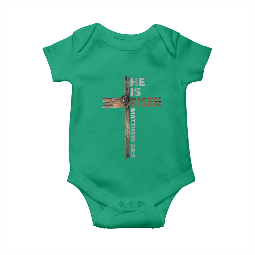 He is Risen Christian Baby Onesie Easter Cross Jesus Christian TS14 Irish Green Print Your Wear