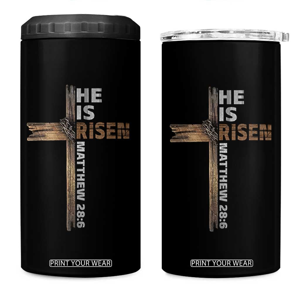 He is Risen Christian 4 in 1 Can Cooler Tumbler Easter Cross Jesus Christian TS14 One Size: 16 oz Black Print Your Wear