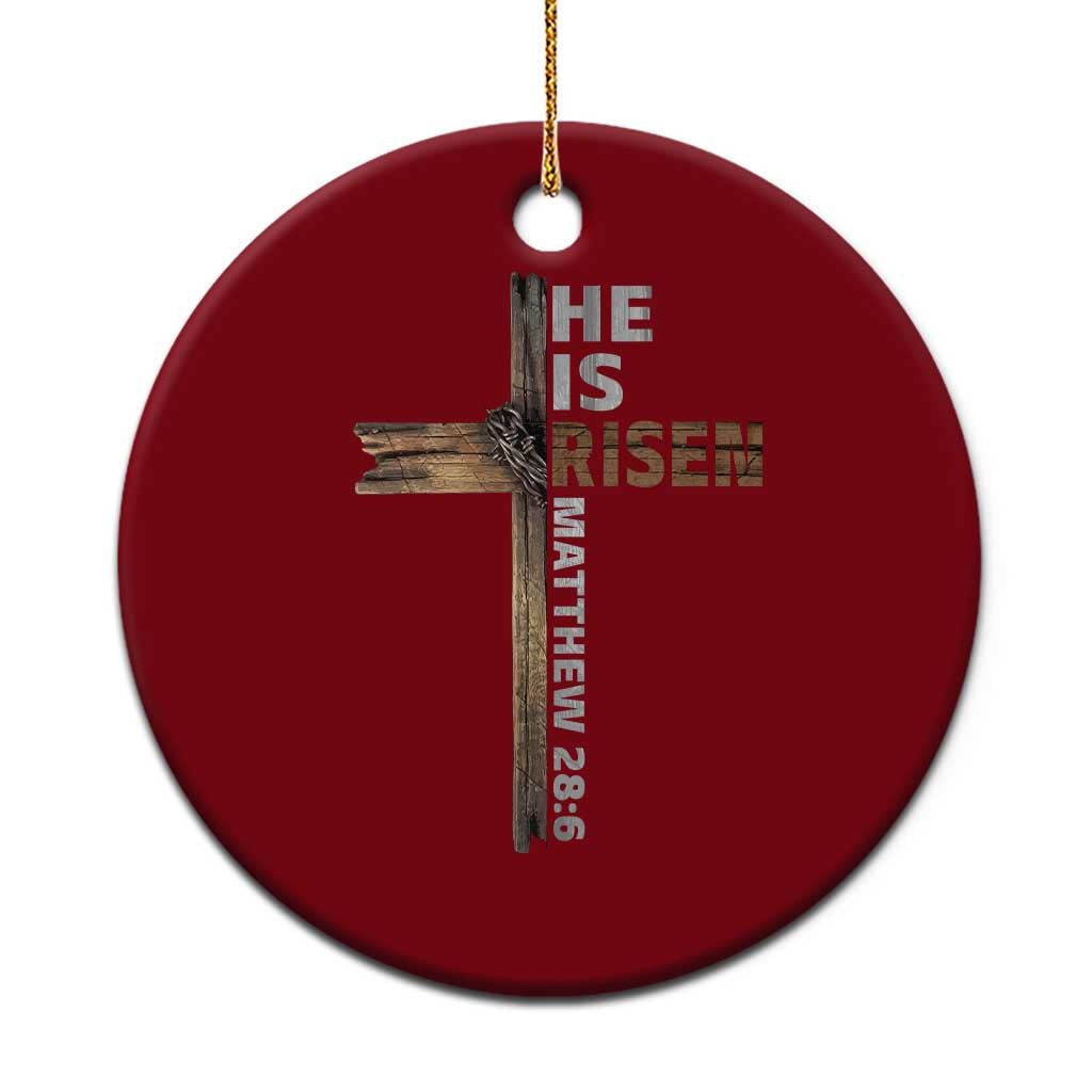He is Risen Christian Ceramic Ornament Easter Cross Jesus Christian TS14 1pc Red Print Your Wear