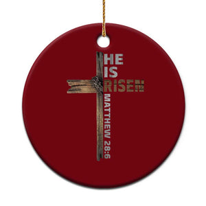 He is Risen Christian Ceramic Ornament Easter Cross Jesus Christian TS14 1pc Red Print Your Wear