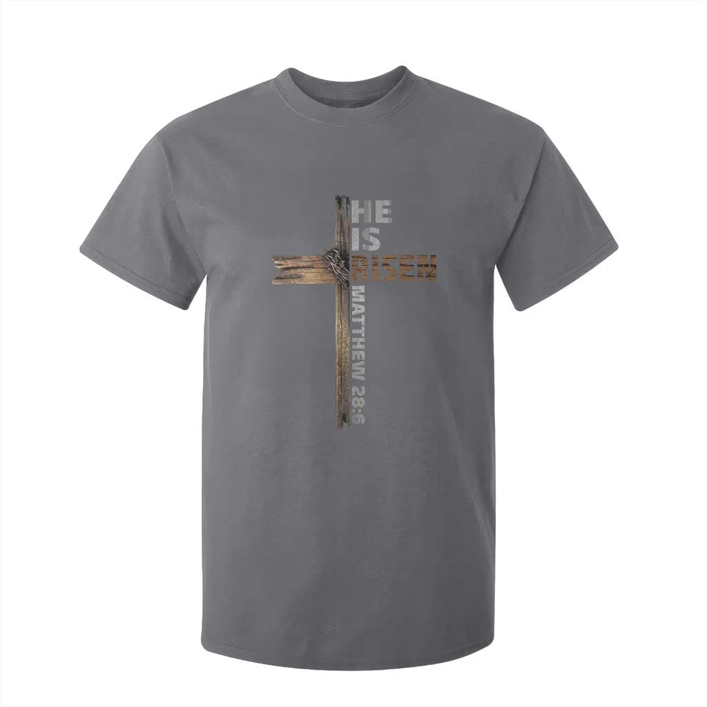 He is Risen Christian T Shirt For Kid Easter Cross Jesus Christian TS14 Charcoal Print Your Wear