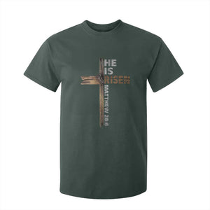 He is Risen Christian T Shirt For Kid Easter Cross Jesus Christian TS14 Dark Forest Green Print Your Wear