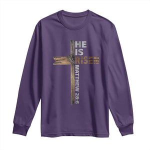 He is Risen Christian Long Sleeve Shirt Easter Cross Jesus Christian TS14 Purple Print Your Wear