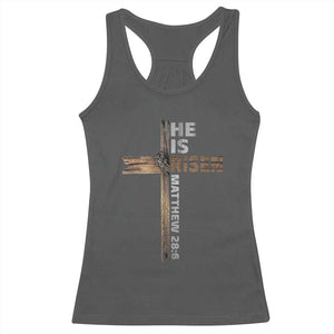 He is Risen Christian Racerback Tank Top Easter Cross Jesus Christian TS14 Dark Heather Print Your Wear