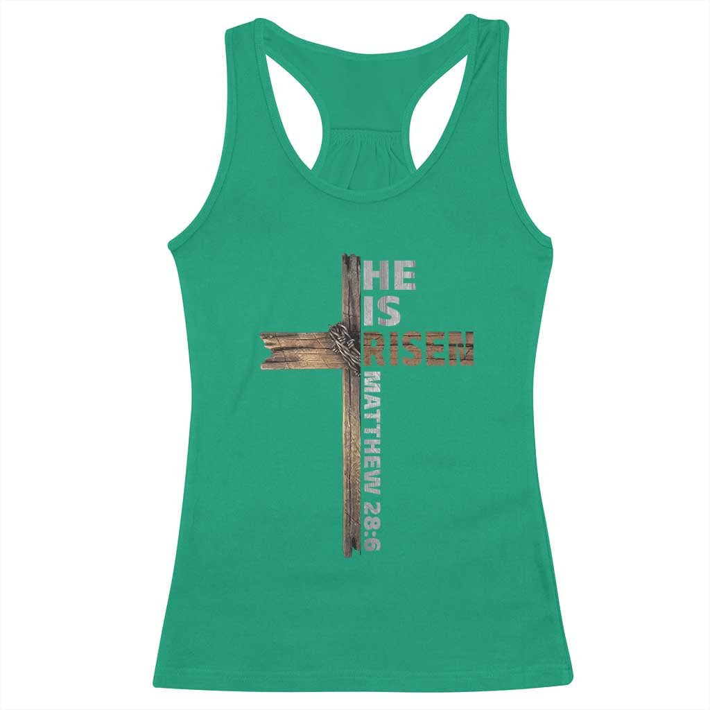He is Risen Christian Racerback Tank Top Easter Cross Jesus Christian TS14 Irish Green Print Your Wear