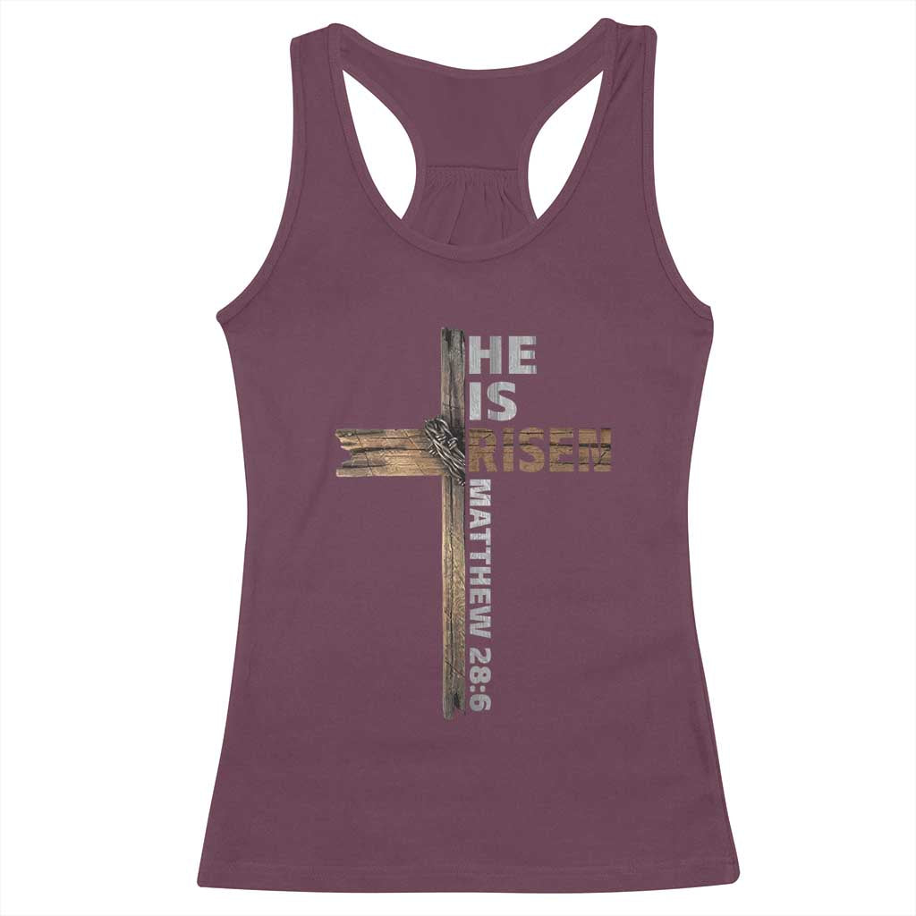 He is Risen Christian Racerback Tank Top Easter Cross Jesus Christian TS14 Maroon Print Your Wear