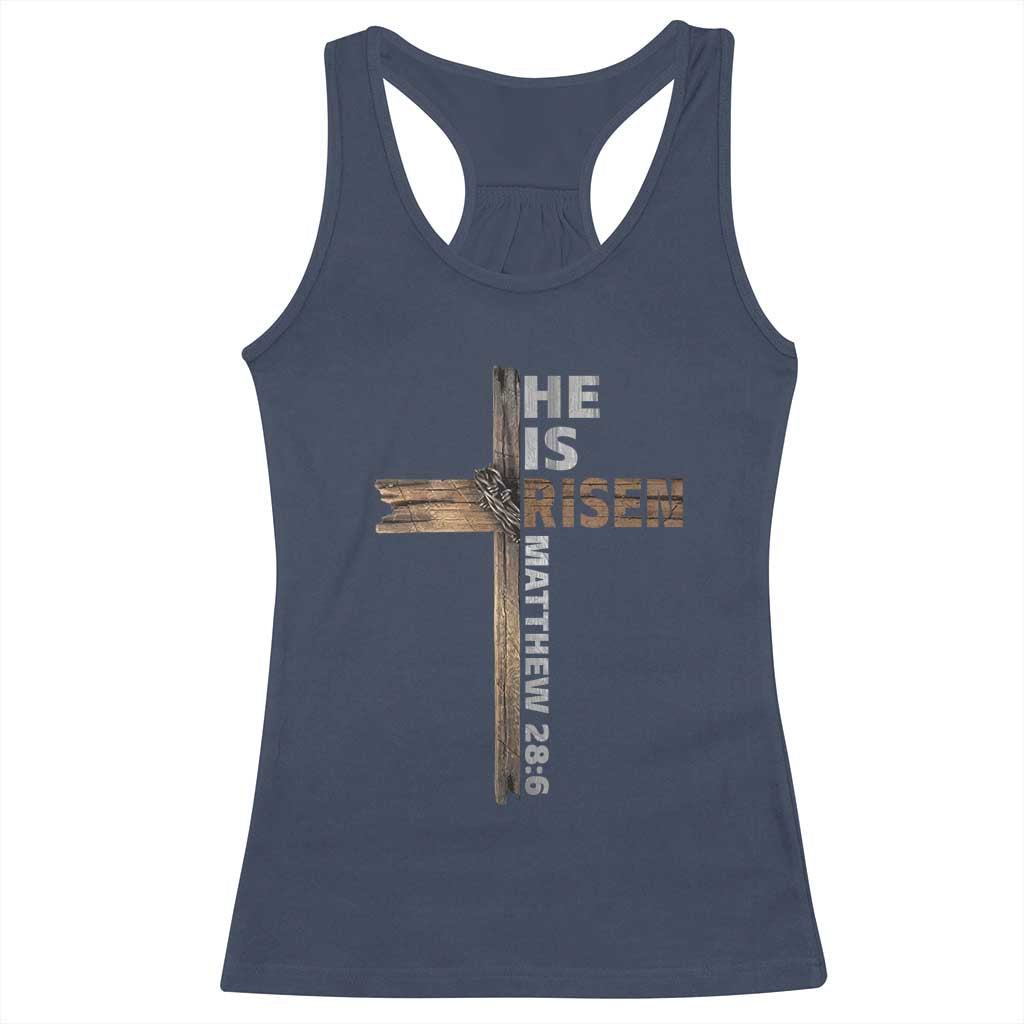 He is Risen Christian Racerback Tank Top Easter Cross Jesus Christian TS14 Navy Print Your Wear