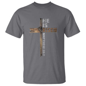 He is Risen Christian T Shirt Easter Cross Jesus Christian TS14 Charcoal Print Your Wear