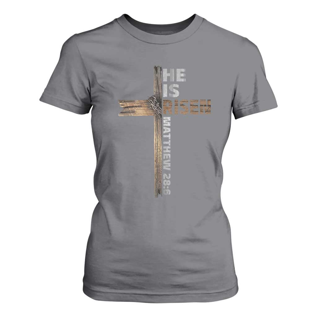 He is Risen Christian T Shirt For Women Easter Cross Jesus Christian TS14 Charcoal Print Your Wear