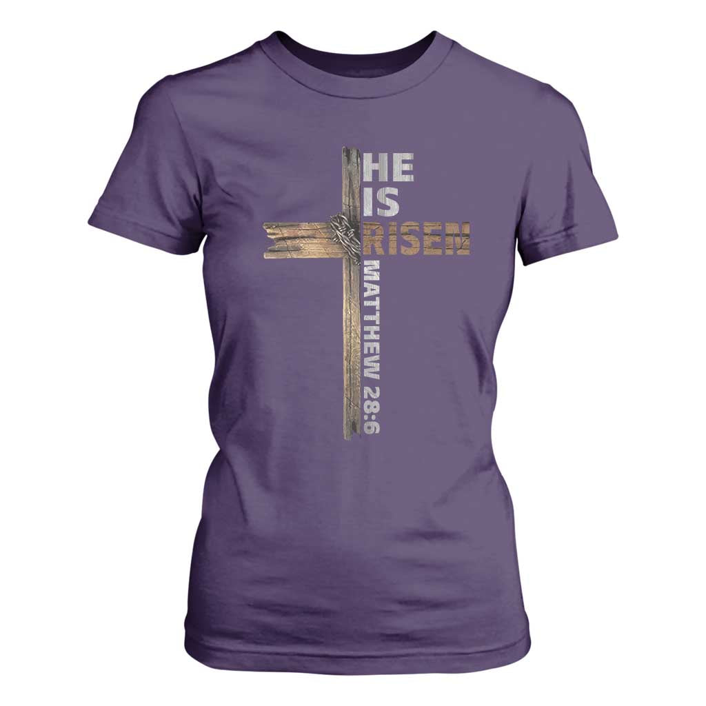 He is Risen Christian T Shirt For Women Easter Cross Jesus Christian TS14 Purple Print Your Wear
