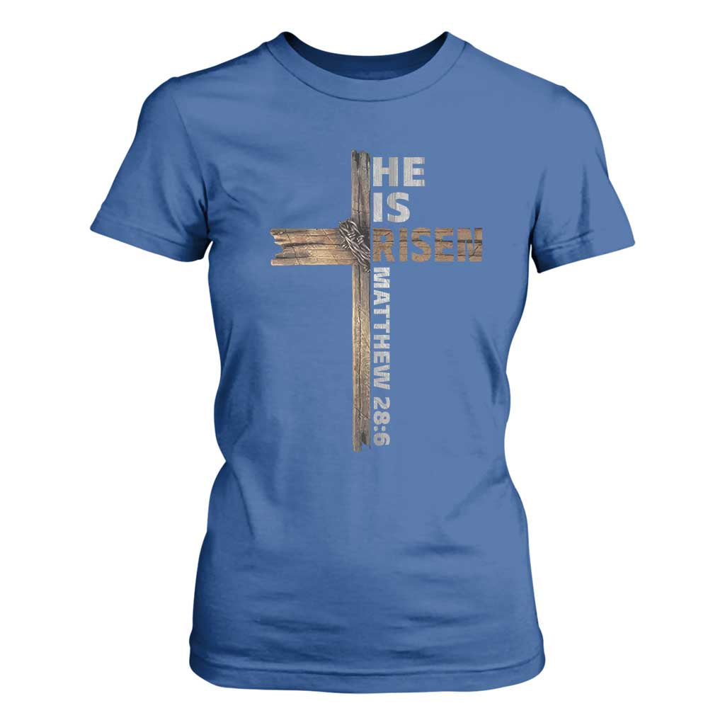 He is Risen Christian T Shirt For Women Easter Cross Jesus Christian TS14 Royal Blue Print Your Wear