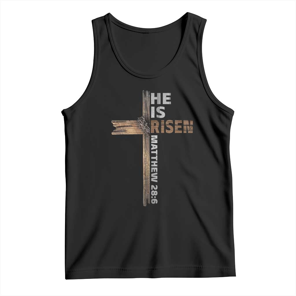 He is Risen Christian Tank Top Easter Cross Jesus Christian TS14 Black Print Your Wear
