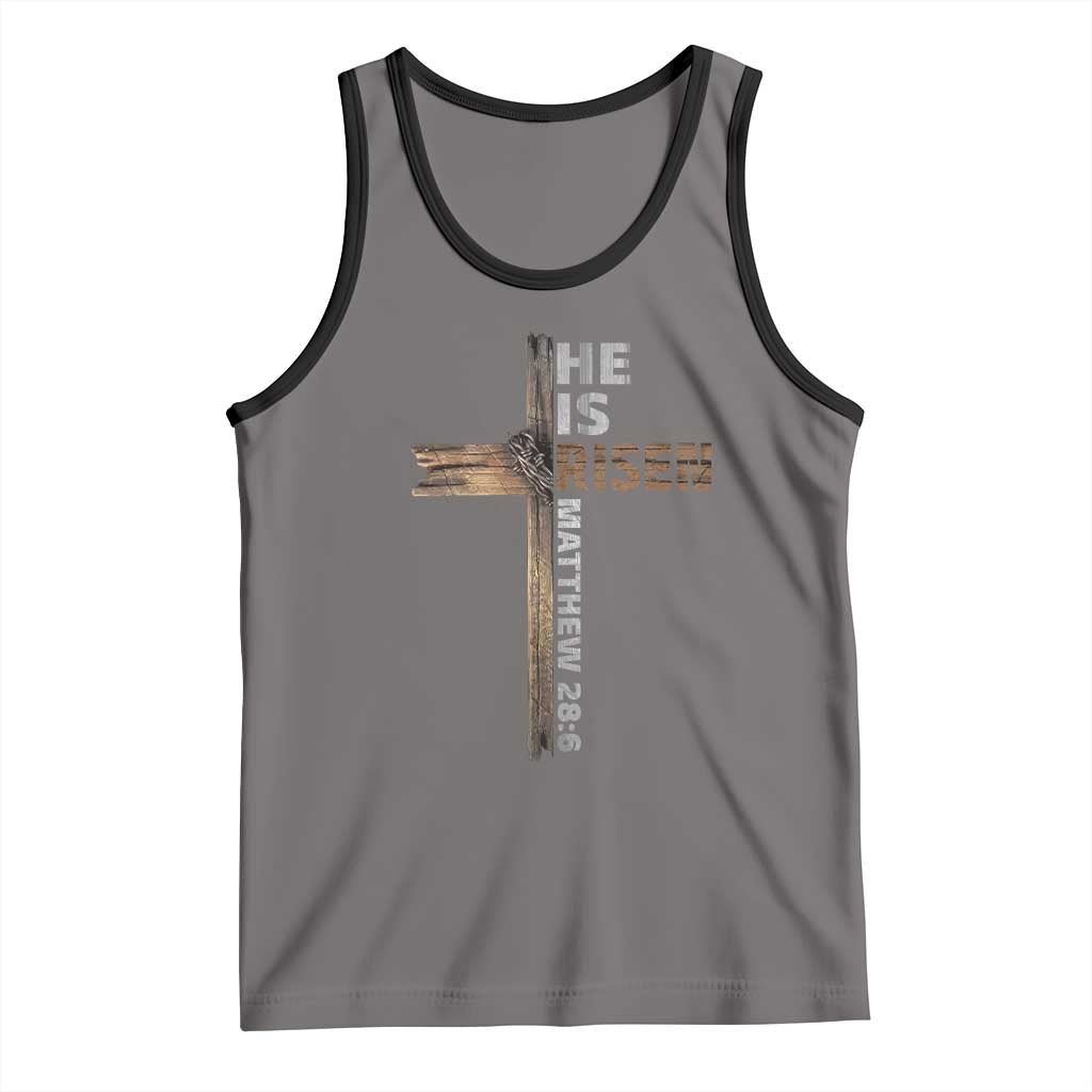 He is Risen Christian Tank Top Easter Cross Jesus Christian TS14 Deep Heather Black Print Your Wear