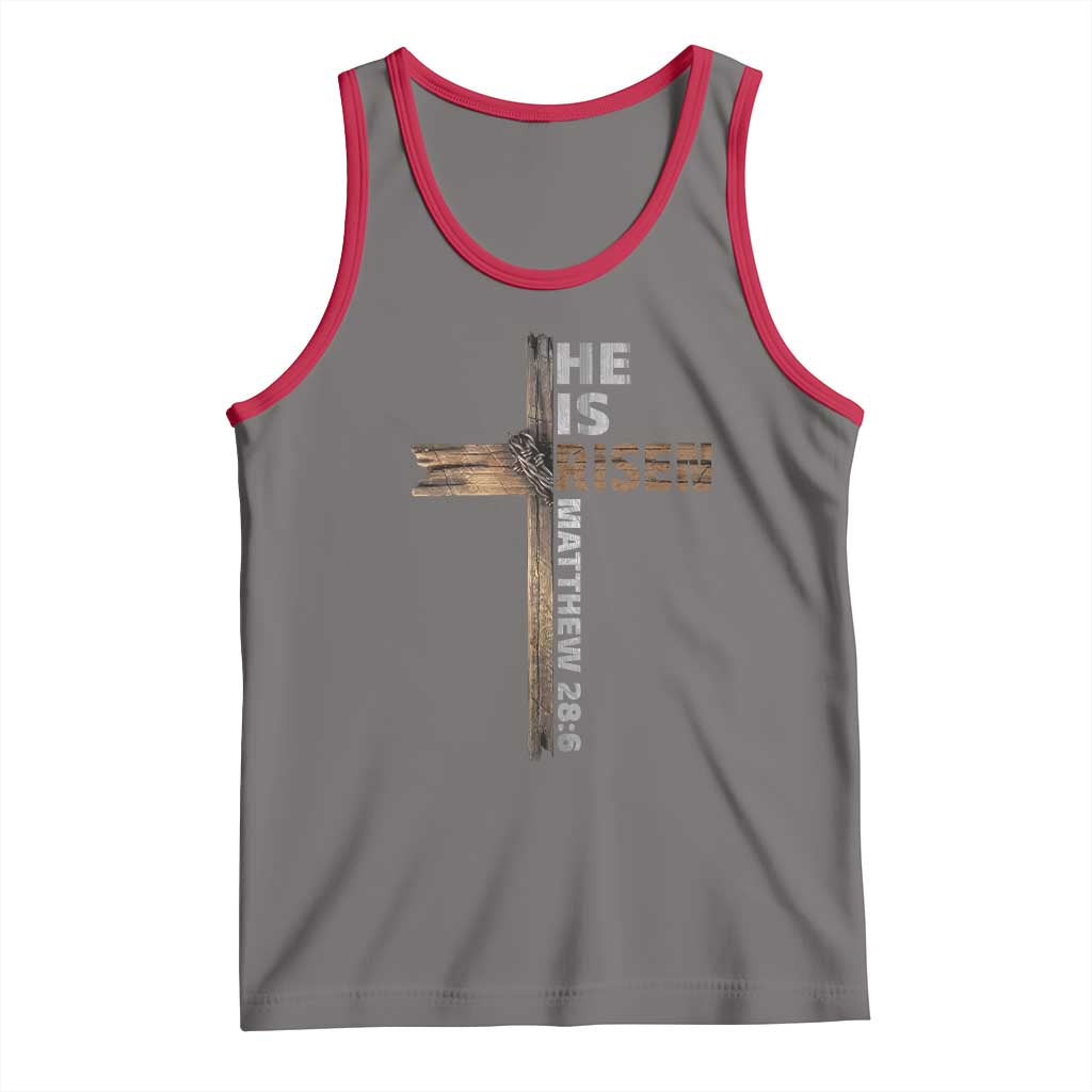 He is Risen Christian Tank Top Easter Cross Jesus Christian TS14 Deep Heather Red Print Your Wear
