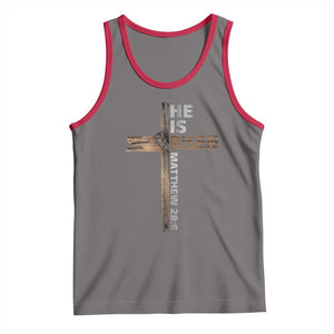 He is Risen Christian Tank Top Easter Cross Jesus Christian TS14 Deep Heather Red Print Your Wear