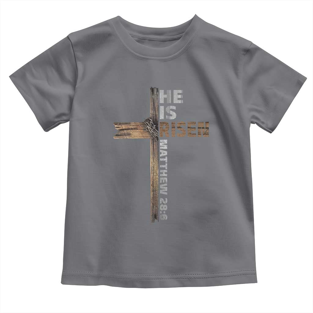 He is Risen Christian Toddler T Shirt Easter Cross Jesus Christian TS14 Charcoal Print Your Wear