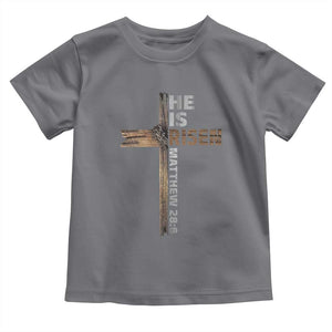 He is Risen Christian Toddler T Shirt Easter Cross Jesus Christian TS14 Charcoal Print Your Wear