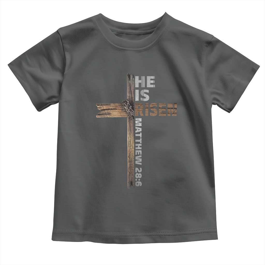 He is Risen Christian Toddler T Shirt Easter Cross Jesus Christian TS14 Dark Heather Print Your Wear