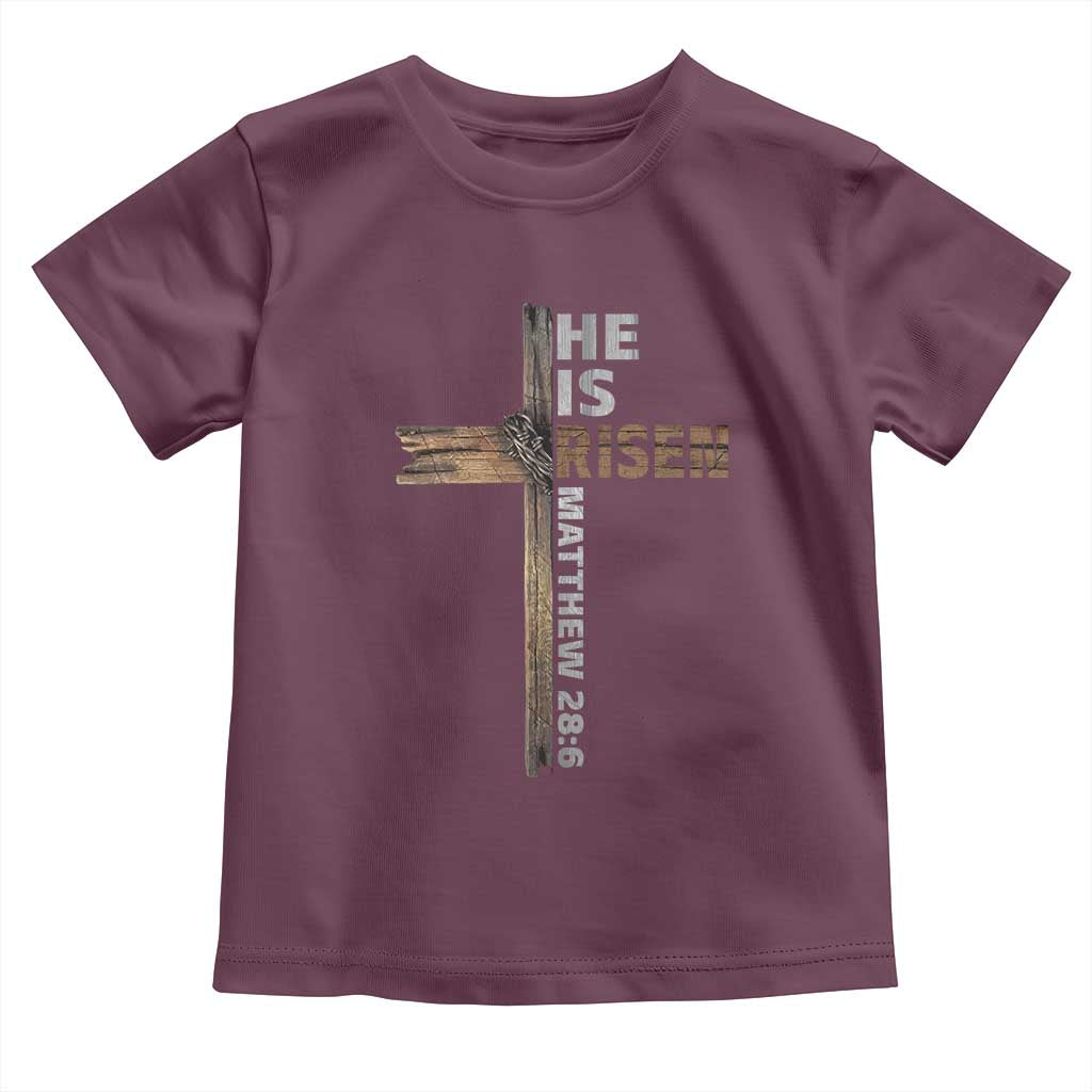He is Risen Christian Toddler T Shirt Easter Cross Jesus Christian TS14 Maroon Print Your Wear