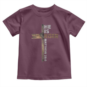 He is Risen Christian Toddler T Shirt Easter Cross Jesus Christian TS14 Maroon Print Your Wear