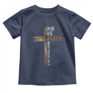 He is Risen Christian Toddler T Shirt Easter Cross Jesus Christian TS14 Navy Print Your Wear
