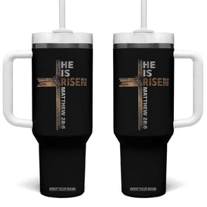 He is Risen Christian Tumbler With Handle Easter Cross Jesus Christian TS14 One Size: 40 oz Black Print Your Wear