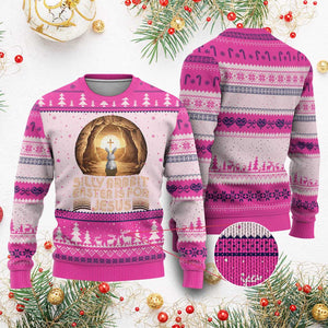 Silly Rabbit Easter Is For Jesus Ugly Christmas Sweater Christian Jesus Easter TS14 Hot Pink Print Your Wear