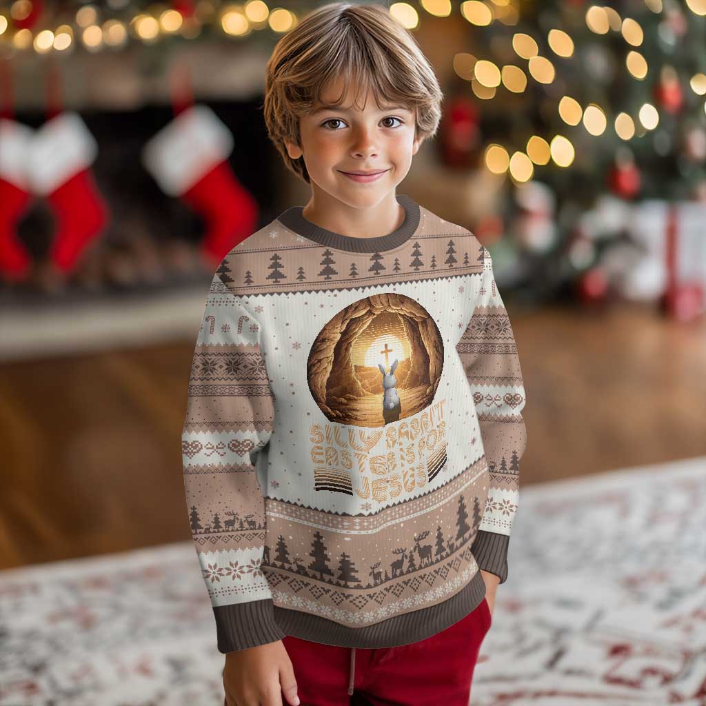 Silly Rabbit Easter Is For Jesus Ugly Christmas Sweater Christian Jesus Easter TS14 Mocha Mousse Print Your Wear