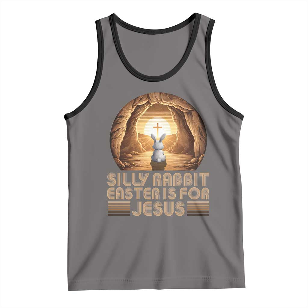 Silly Rabbit Easter Is For Jesus Tank Top Christian Jesus Easter TS14 Deep Heather Black Print Your Wear