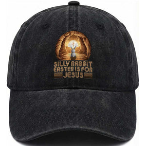 Silly Rabbit Easter Is For Jesus Washed Cotton Baseball Cap Christian Jesus Easter TS14 Washed Cap Universal Fit Black Print Your Wear