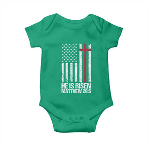 He Is Rise Baby Onesie Christian American Flag Easter Bible Verse TS14 Irish Green Print Your Wear