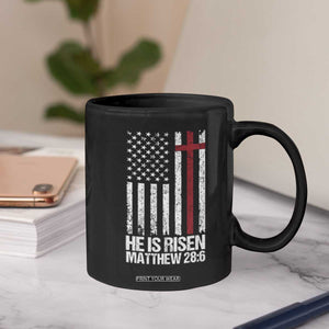 He Is Rise Coffee Mug Christian American Flag Easter Bible Verse TS14 Print Your Wear